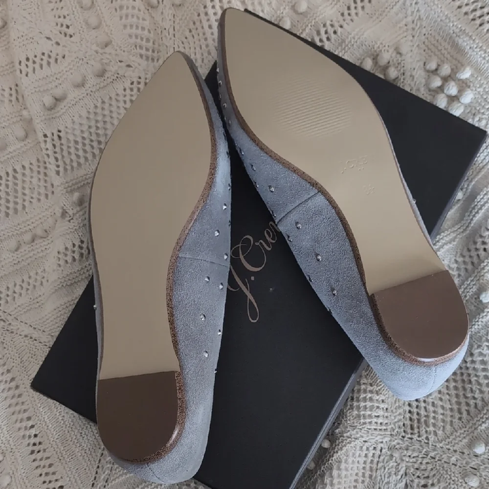 New! Amelia J. Crew Women's Silver Studded Loafers - Picture 4 of 6